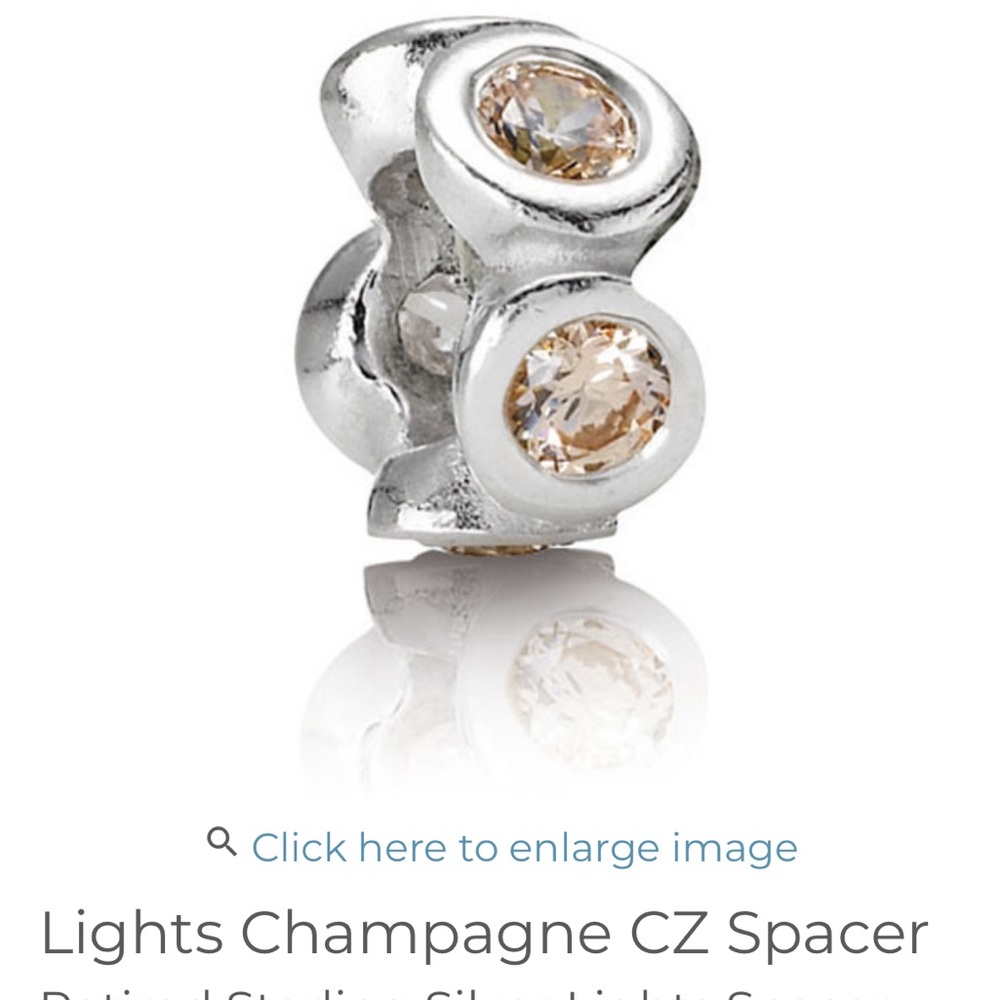 Pandora Retired 925 Silver and Champagne  CZ Spacer Bracelet Charm